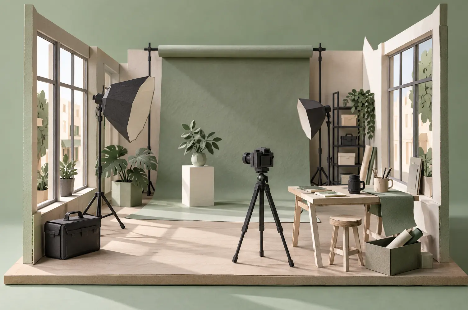 Illustration of photography businesses and their working space