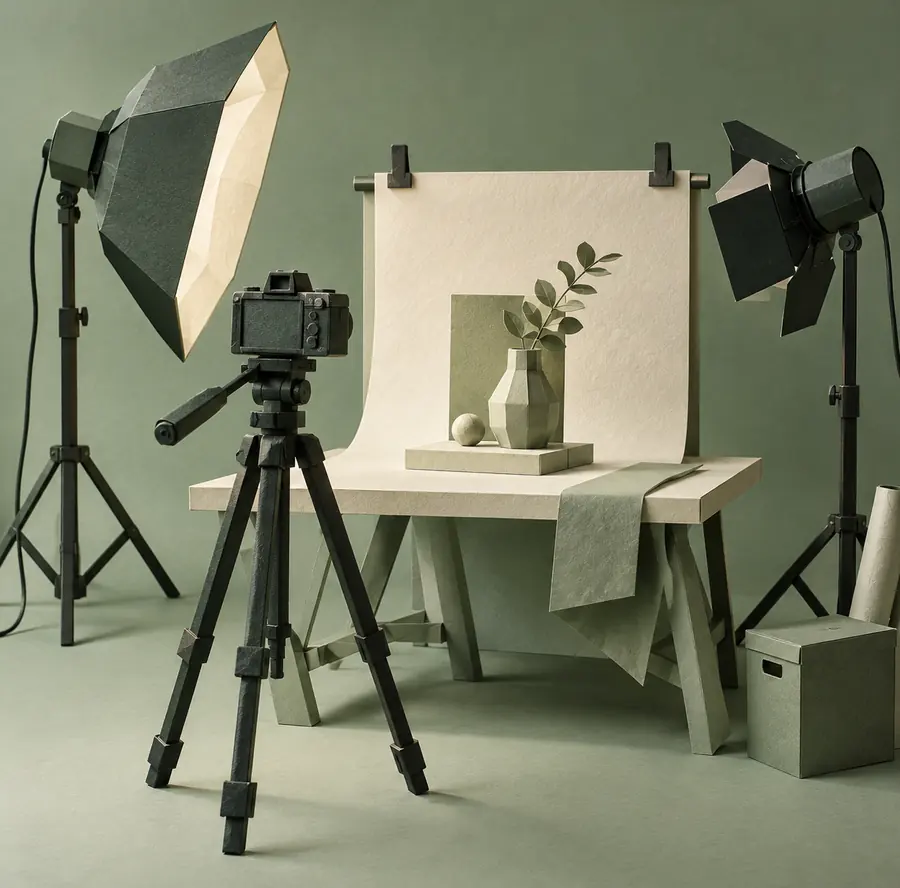 Illustration of photography businesses equipment and workspace